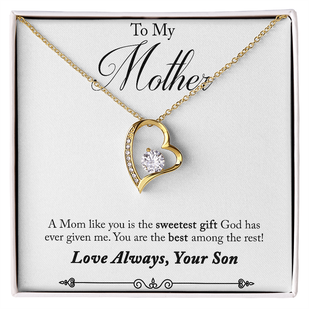 To My Mother Gift Forever Love Necklace Message Card Gift from